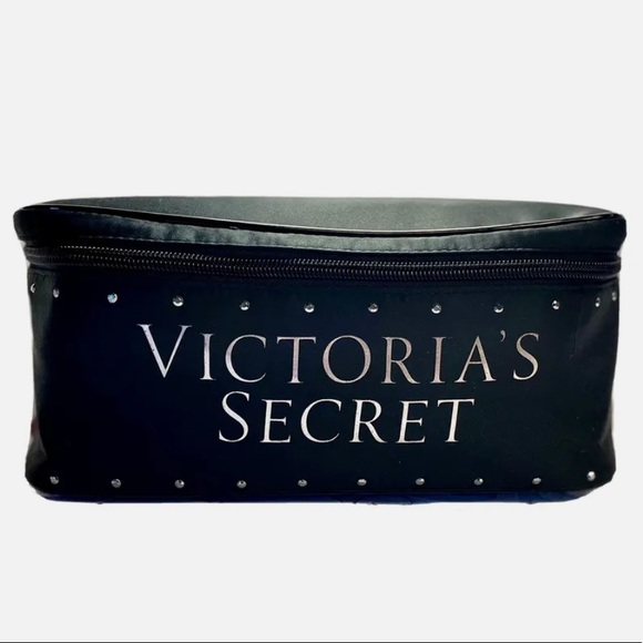 Victoria's Secret Bling Rhinestone Black Cosmetic Travel Makeup Bag NWT - Picture 1 of 5
